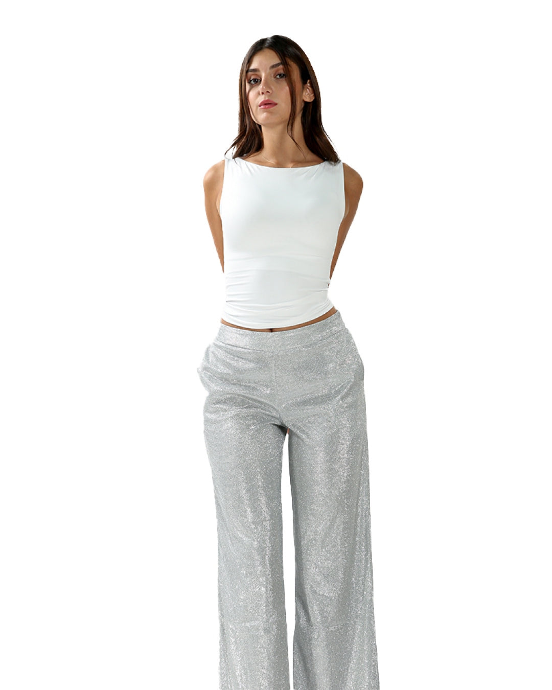 GLINT TROUSERS IN SILVER