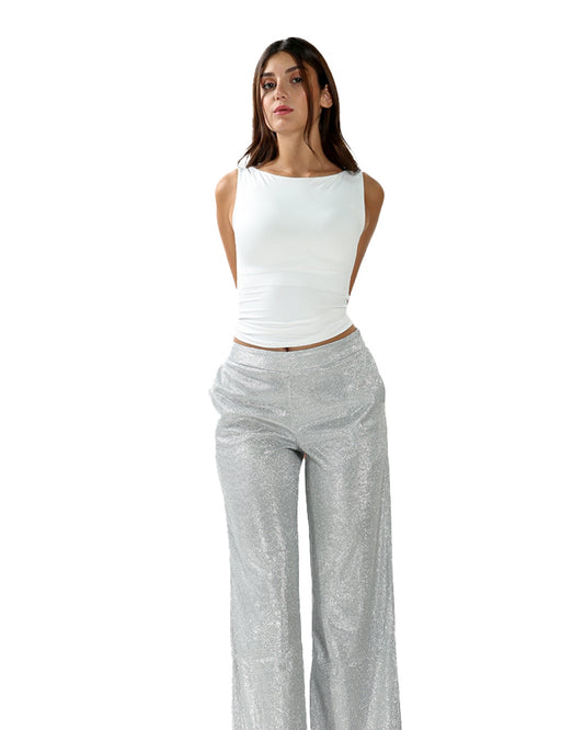 GLINT TROUSERS IN SILVER